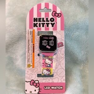New Sanrio Hello Kitty Square Pink Kids Girls Led Digital Watch Silicone Band